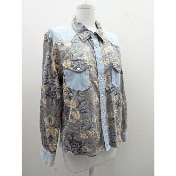 Anthropologie Love The Label Floral Chambray Buttondown - Picture 7 of 13